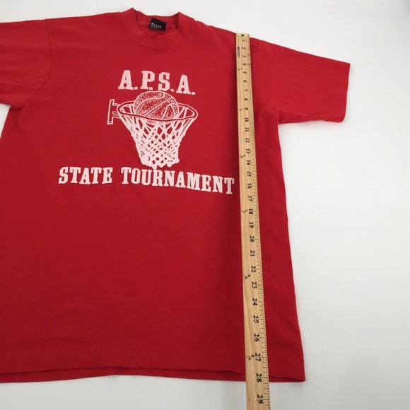 Vintage Screen Stars Best APSA Basketball T-Shirt Large Red White Single Stitch - Picture 7 of 7